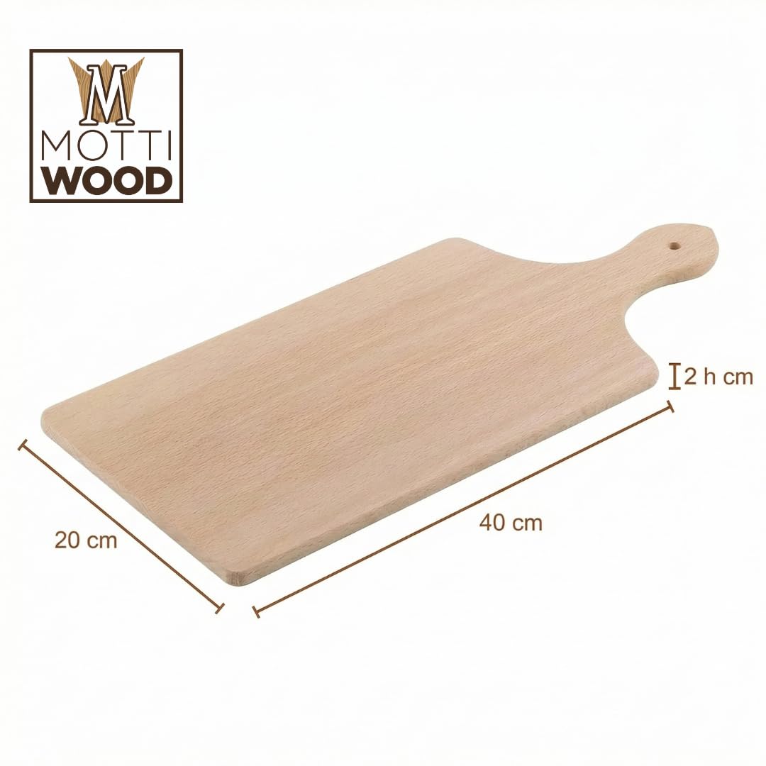 Juego de 5 tablas de cortar de cocina con asa, 100% madera de haya, perfecto para cortar y servir, tabla quesos, dimensiones 40 x 20 x 2 cm, alta resistencia, fabricado en Italia