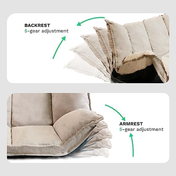 Miniatura 4 de TY ARTS & CULTURE Sofá de suelo para mascotas, sofá para niños, niñas, sala de juegos, futón, picnic al aire libre, camping, cama pequeña ajustable,