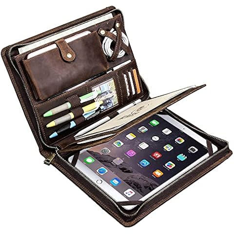 Carpeta de cuero vintage para iPad Pro y organizador de negocios Cover