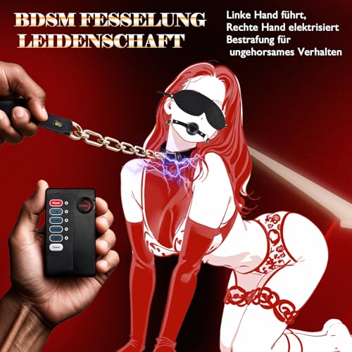 Elektroschock Halsband Sex Toyset für Paar Set Extrem Fesselsatz BDSM Bondage Set Fesseln Handschellen Sexspiele Fesseln Extrem Fesselset Sex Spielzeug Paare Frauen Männer Erotisches