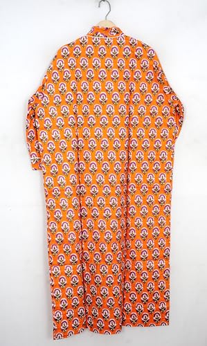 Image of Pure 100% Cotton Robe For Womens Bathrobe Dressing Gown Long sleepwear Free Size Kimono