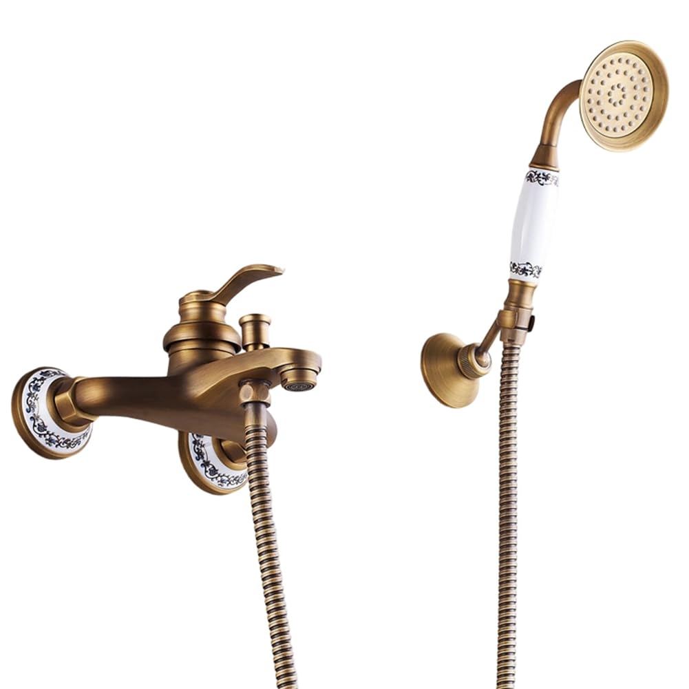 Hndhbfgrt Brass Shower Faucet Set with Handheld Shower Head and Mixer Tap for Bathroom Sink Faucet A