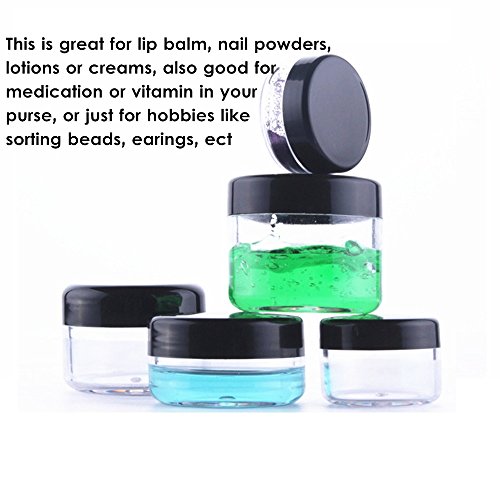 (50 Pieces, Black) 3Gram/3Ml Round Black Container Jars With Clear Screw Cap Lids For Lip Balms, Makeup Samples Makeup Eye Shadow Nails Powder Jewelry - Bpa Free #TOP2
