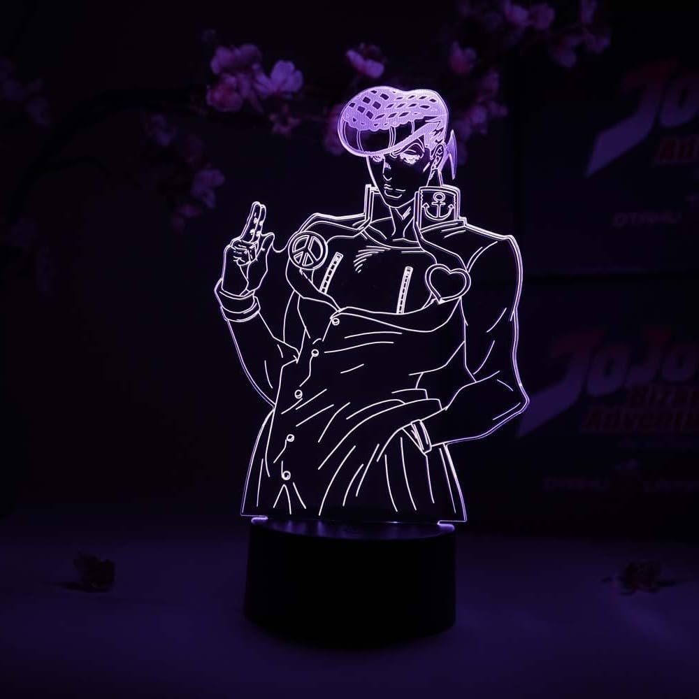 Otaku Lamps JoJo's Bizarre Adventure - Josuke Higashikata Anime Night Light, 16 Color RGB LED – Gift for Otaku