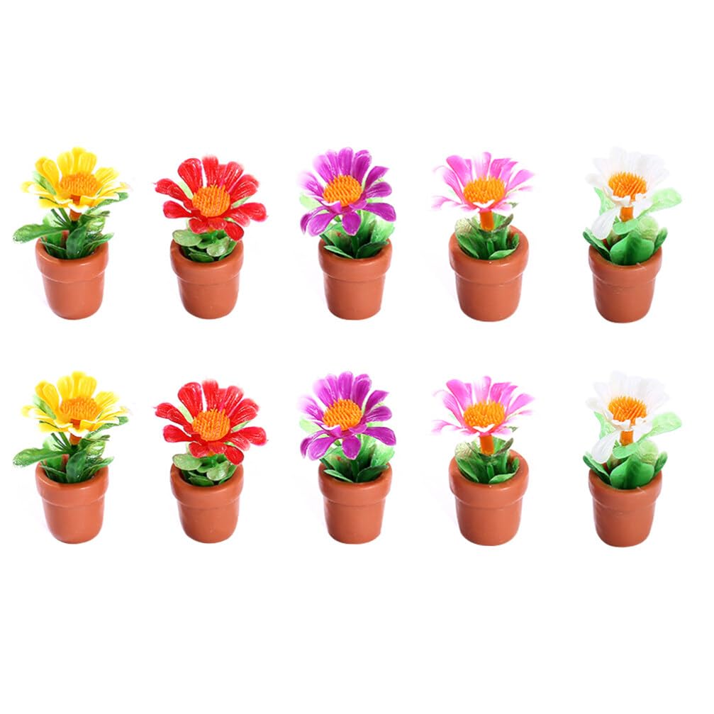 DECHOUS 10pcs Artificial Potted Plant Home Accessories Mini Doll House Plastic Models Artificial Mini Potted Plants Fake Succulents Miniature Potted Resin Potted Plant Mini Plant Model