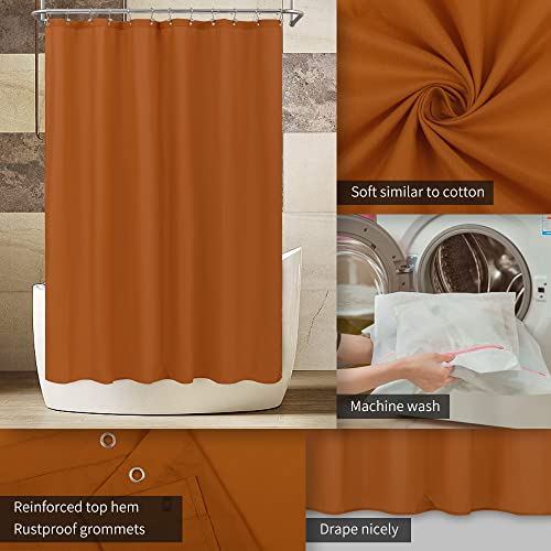 Image of ALYVIA SPRING Extra Long Fabric Shower Curtain or Liner Burnt Orange, 72x84 | 3 Magnets, Soft Cloth & Hotel Quality, Machine Washable, Light-Weight, Extra Long Size
