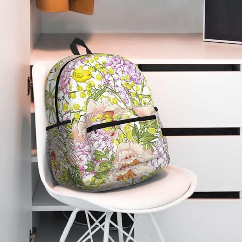 Sac à dos de voyage imprimé floral jaune violet sac double épaule One Size