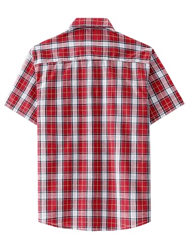 JOGAL Mens Plaid Button Down Shirts Mens Short Sleeve Western Shirts Two Pocket Regular Fit Mens Button Up Casual Shirts2