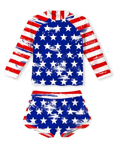 Image of Vogseek Girls Rash Guard Two Pieces Swimsuit Long Sleeve Bathing Suit for 3-10 Years