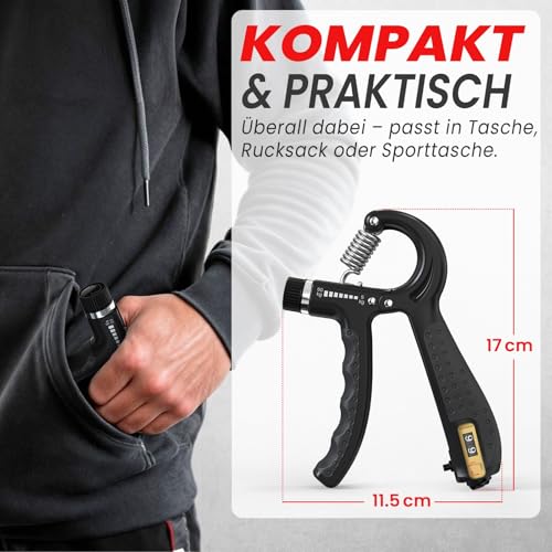 FUNFLEX Handtrainer Fingertrainer, Verstellbares Griffkraft Trainer Set -5-Teilig- Unterarmtrainer, Fingerstrecker Neopren Handgelenk Band - Finger Grifftrainer - Grip Ring, Hand & Unterarm Training