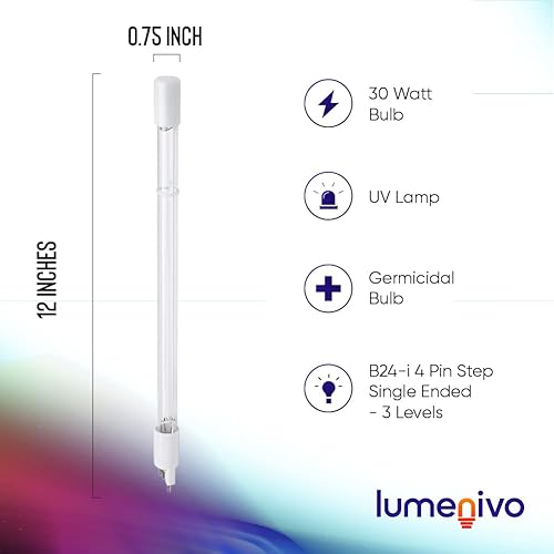 Miniatura 2 de lumenivo Lámpara de repuesto para purificador de agua de luz UV de 30 W para sistema de filtro de agua Aquasana para toda la casa, filtro de lámpara