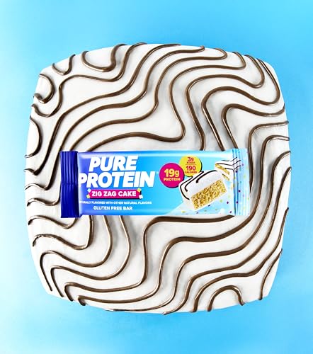 Image of Pure Protein Zig Zag Cake Protein Bars - 19g Protein, 3g Sugar, 190 Calories (4 count) Low Sugar* High Protein Snack - Gluten Free - Perfect for a Healthy Snack.