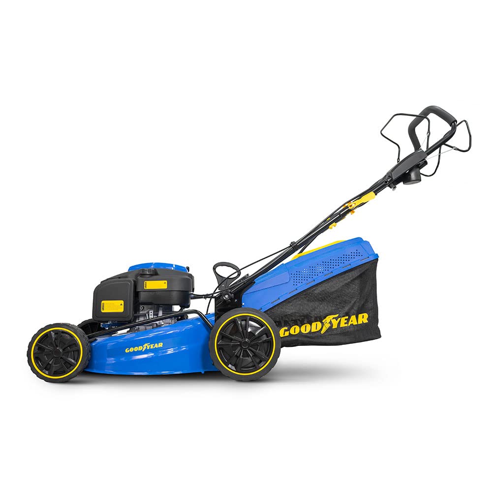 Goodyear - Kosiarka benzynowa z ręcznym rozrusznikiem elektrycznym 5620 W, silnik 224 cm3, 4-suwowy, OHV, akumulator 20 V, szerokość cięcia 53 cm, wysokość cięcia 25-75 cm