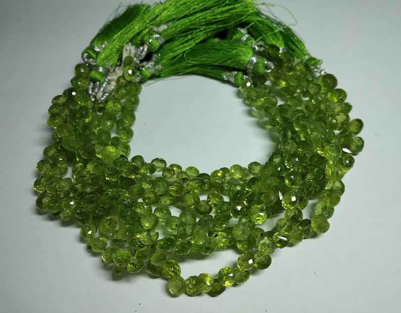 Perles en péridot naturel fabrication de bijoux artisanaux collier DIY - 2