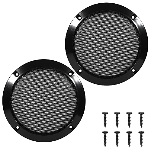 VOANZO Lot de 2 grilles de haut-parleur de voiture de 16,5 cm pour haut-parleurs de maison, plafonds, systèmes audio de voiture - Noir