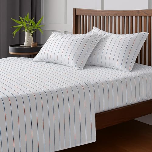 Image of Cotton Double Bedsheet with 2 Pillow Covers | 100% Pure Cotton | Soft & Breathable | 90x100 inch - Multi Color line