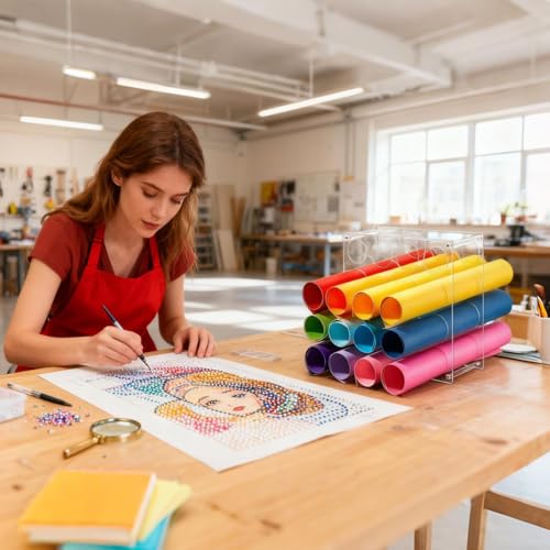 Support de rangement acrylique rouleaux créatifs rack papier 16 trous