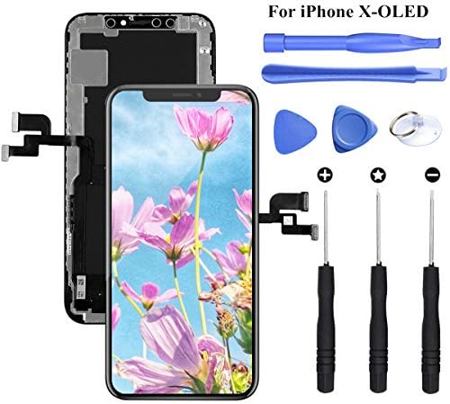 LITSPED Screen Replacement Compatible for iPhone X Display 3D Touch Digitizer Frame Assembly, with Complete Repair Tools