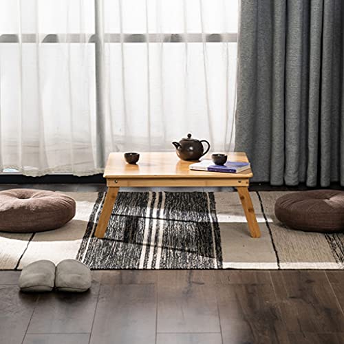Table pliante en bambou carrée 60x60 pour salle à manger et ordinateur