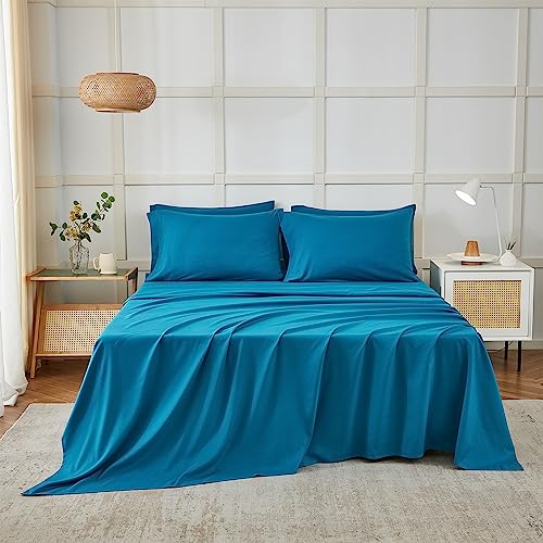 Image of ILAVANDE Teal Queen Sheets Set 6 Piece,Hotel Luxury Super Soft 1800 Series Microfiber Queen Bed Sheets Set-Wrinkle Free & Breathable-14 Deep Pocket Sheets for Queen Size Bed(Queen,Teal)