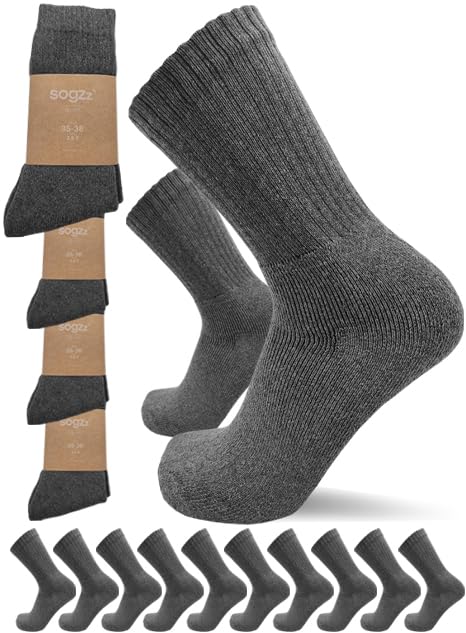 sogzz Tennissocken | 20 Paar | Herren Damen 80% Baumwolle, Sportsocken, Arbeitssocken, Tennis Sport Freizeit Arbeit Socken Grau Unisex, Modell: Sport Basic, 43-46, Dunkelgrau
