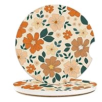 Set Di 2 Sottobicchieri Per Portabicchieri Da Auto, Motivo Fiori Rosa, 6 Cm, Fondo In Sughero In Ceramica, Adatti Per Bevande, Tazze, Decorazione