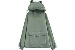 Girls Frog Hoodie: An Enchanting Zip-Up Sweatshirt Adorned with a Smiling Frog