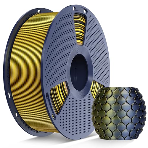 Image of SUNLU Silk Dual Color PLA Filament, Silk PLA 3D Printer Filament 1.75mm, Neatly Wound Shiny Silk 3D Printer Filament, Dimensional Accuracy + /-0.02mm, 1KG Spool (2.2lbs), Silk Dual Color (Black Gold)