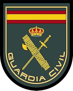 Genérico Parche Negro de Guardia Civil. Forma Escudo 7 x 5,5 cm Tela Impresa Borde Hilo Negro y tela de gancho Macho Tra...