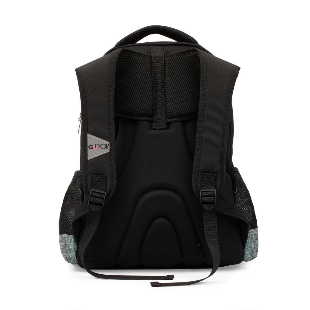 Go Pop - Zaino Modello Panderful, 3 Scomparti,Tasche Interne E Laterali Porta Borraccia, Schienale E Spallacci Imbottiti, Con Fascia Personalizzata E Pop Up, Lt 24, Dim 32x44x19,Scuola Elementare