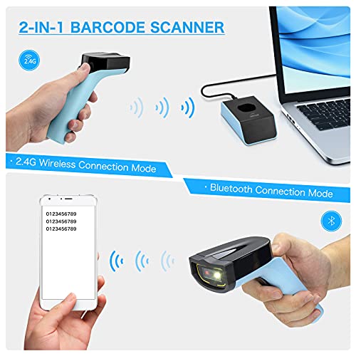 Image of NETUM DS7500 Bluetooth Wireless 2D Barcode Scanner Automatic Hands-Free Barcode Reader with Charging Station and Built-in Memory, Fast and Precise Scanning, Transmissions up to 50 Metres