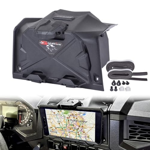 Image of Goldfire Electronic Device Holder with Storage Box Organizer Tray for Polaris RZR XP 1000, Sporty Black Phone Tablet GPS Holder Mounts