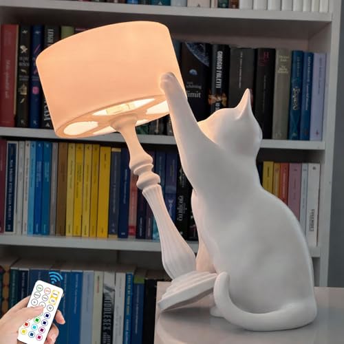 Loxuferv The Naughty Cat Gravity Lamp - Creative Cat Tipping Table Lamp for Lovers Minimalist 3D Art Night Light Modern Bedside Lamp for Bedroom Living Room Desk Decor