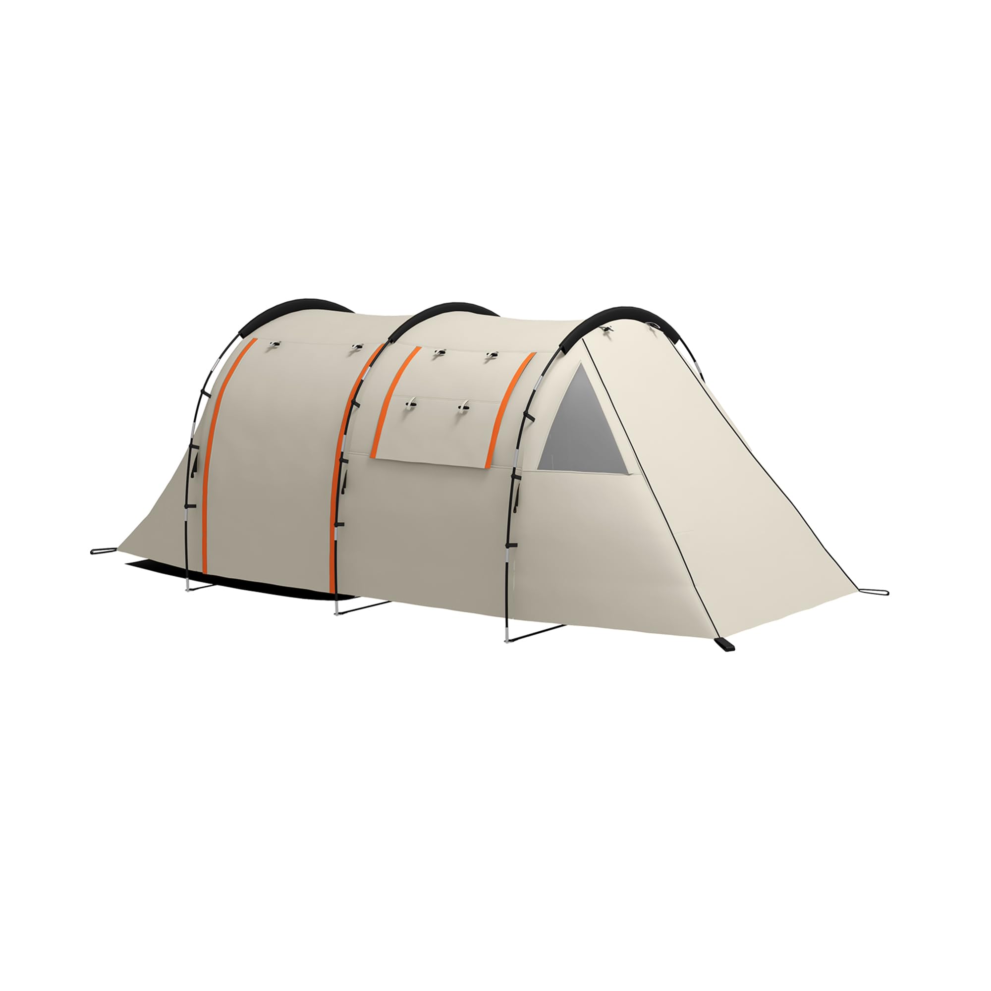 Outsunny Tenda Campeggio per 4-5 Persone con Copertura Impermeabile, Tenda a Tunnel Familiare con Borsa di Trasporto, Kaki