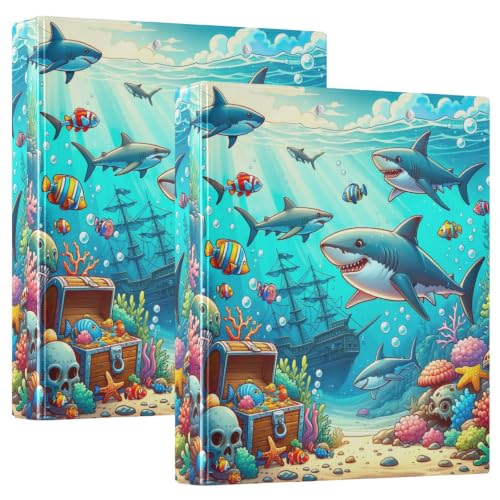 Classeur requin bleu à 3 anneaux avec porte-bloc intégré pour bureau