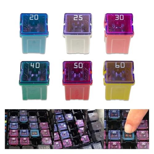 Kit de 6 fusibles Jcase, perfil alto, tipo enchufable para camiones y automóviles (20 A, 25 A, 30 A, 40 A, 50 A, 60 A) miniatura 2