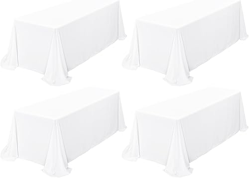 Miniatura 403 de Paquete de 8 manteles redondos blancos de 90 pulgadas, manteles redondos de poliéster lavables para mesa de tela decorativa resistente a