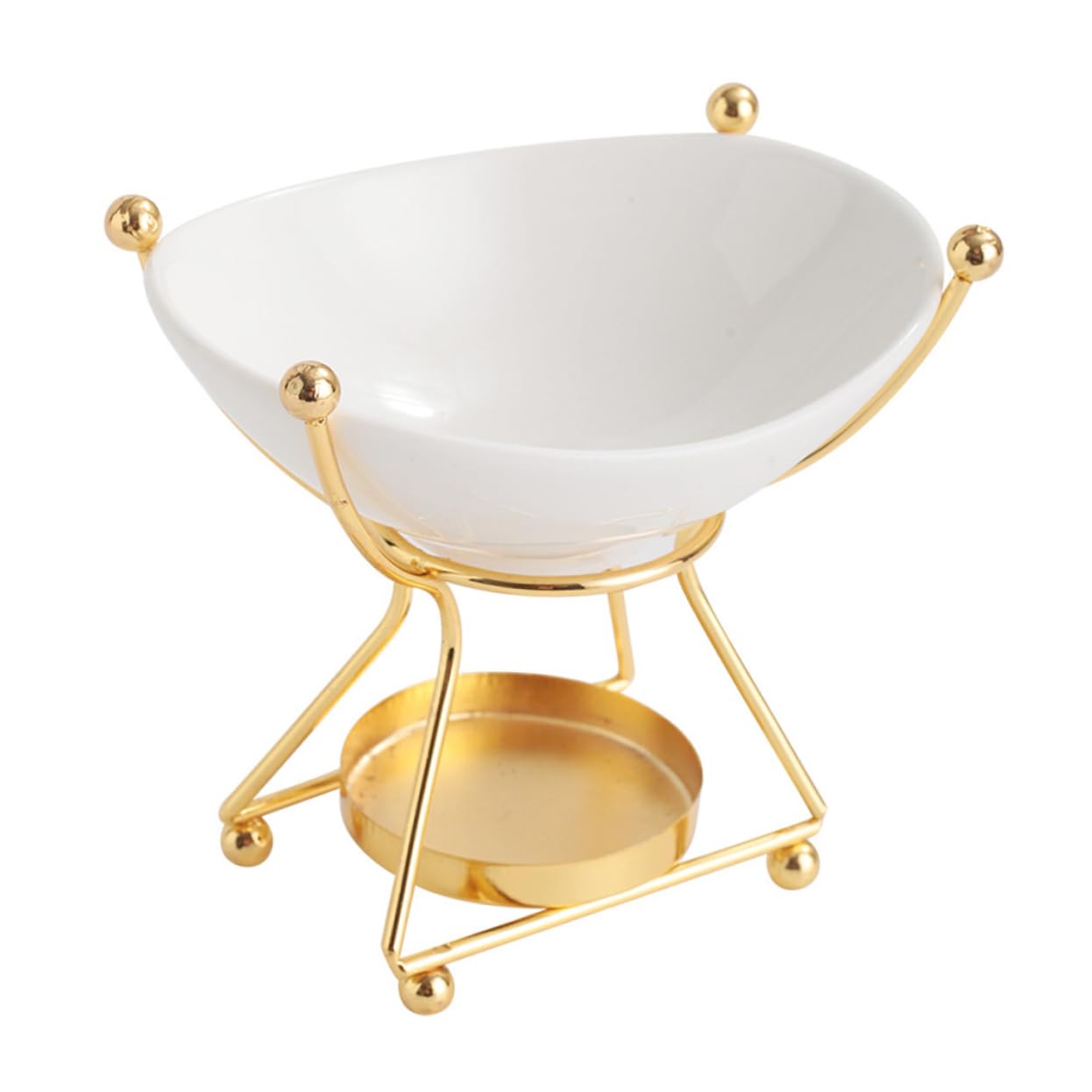 MAGICLULU Oli Essenziali Diffusore Funzione Riscaldante Bruciatore di Incenso in Ferro e Ceramica Oro per Casa e Relax