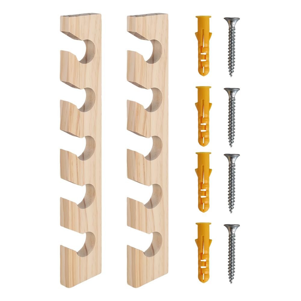 Mioyoow Men's Fishing Rod Rack, Horizontal Wall Mounted Fish Pole Rack Wood 5 Rods Storage Organizer For Outdoor Woman Boat Garage