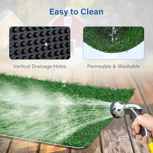 Dog Grass Pad with Tray -3 Layered System Artificial Turf Grass Potty, Reusable Puppy Pee Pads for Dogs, Portable Dog Litter Box for Indoor/Outdoor Potty Training Toilet(25x20 in) - Image 5