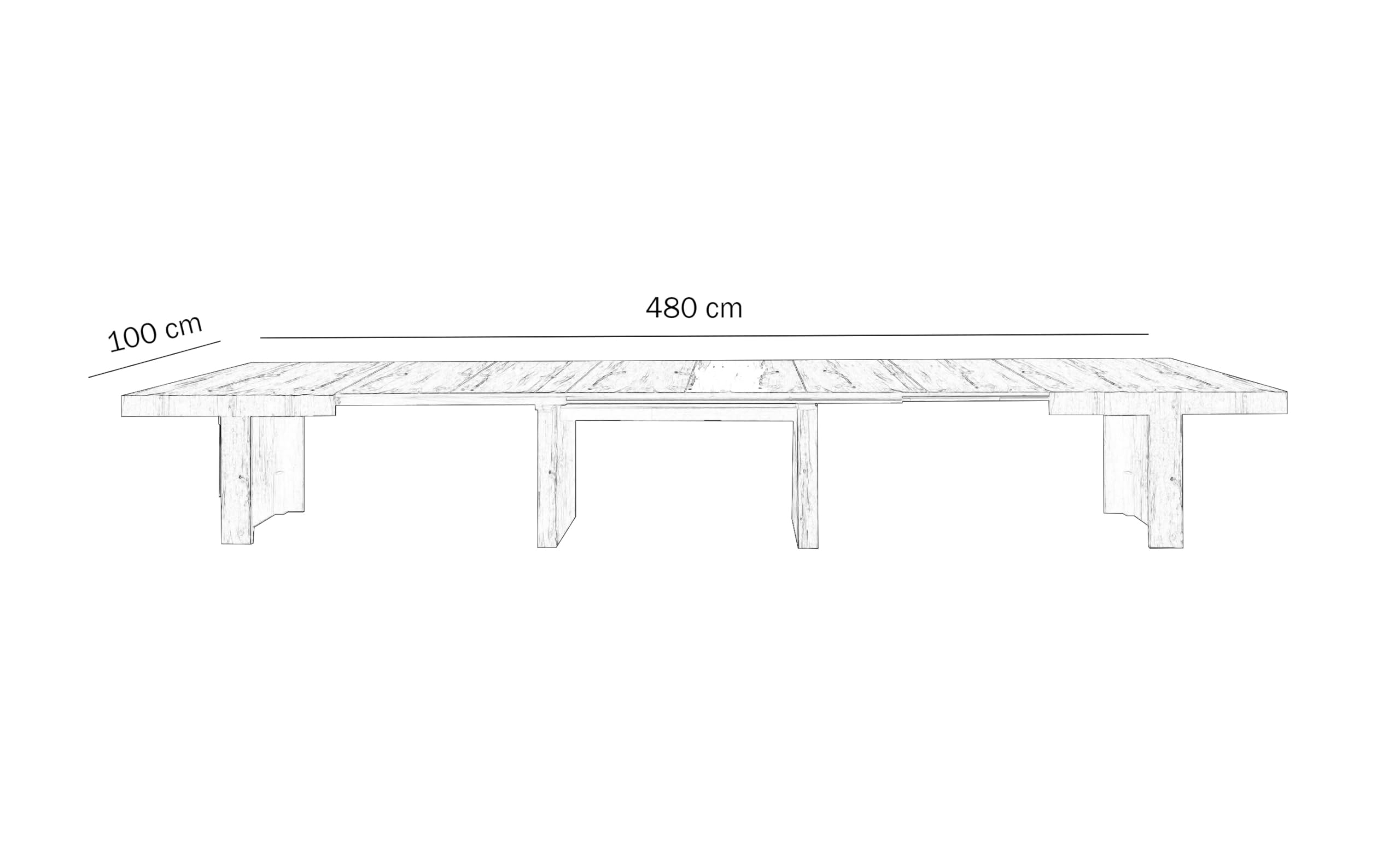 KONTE.DESIGN Tavolo JESOLO allungabile in legno, finitura Rovere Nodato, 180x100 cm - 480x100 cm, 22 posti