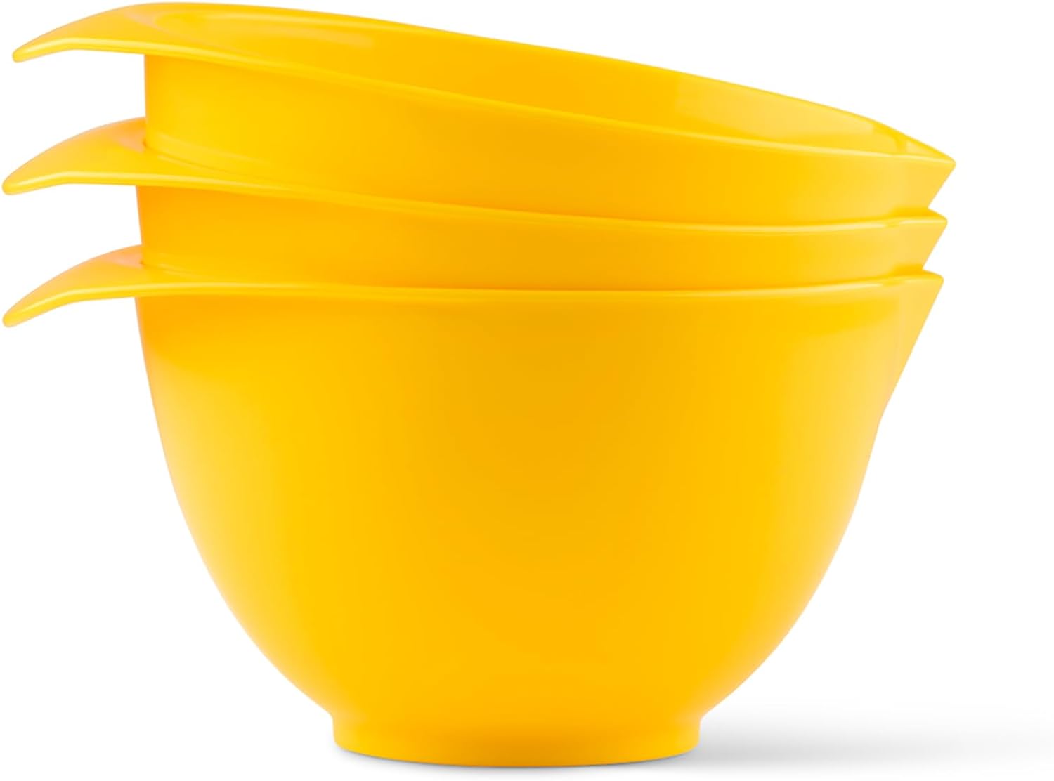 Mixing Bowl with spout and Handle | Yellow | Set of 3 | Beautifully Bright Coloured Bowl Set | Compact, Stackable & Ergonomically Designed | Proudly Made in The UK