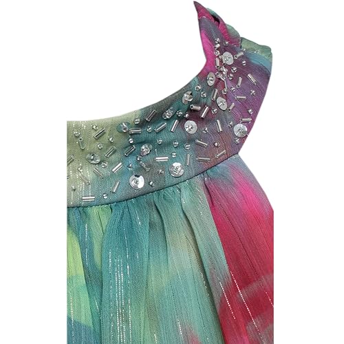 Image of S.L. Fashions Women's Chiffon Midi Tiered Sleeveless Wedding Guest Dress W /Beaded Halter Neckline (Petite and Regular Sizes)