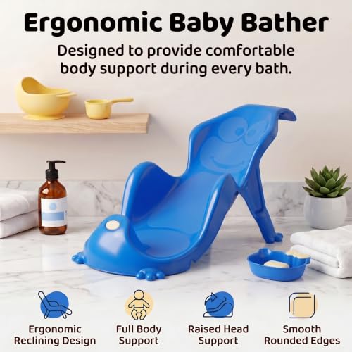 Image of StarAndDaisy AquaNest Baby Bath Tub for Newborn to 5 Years with Ergonomic Baby Bather Seat, 360 Wheels, Bathing Tray & Mug, BPA-Free Kids Bathtub with Drain Plug & Rolling Base