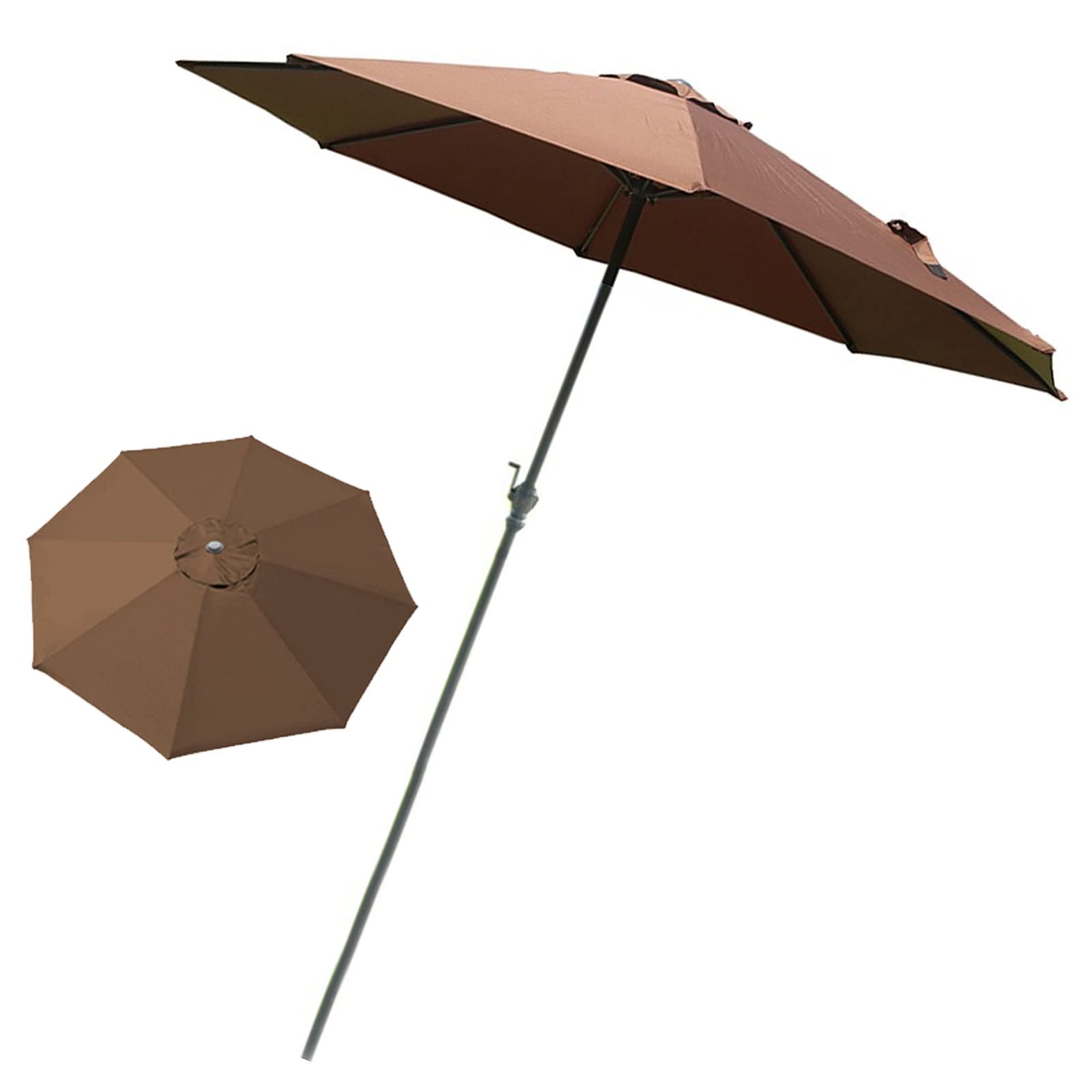 WDSOPK Garden Parasol,Fishing Market, with 8 Sturdy Ribs, Rain Windproof for Balcony, Dining Tables, Gardens, Patios, Decking, Outdoor Table Umbrella(Brown-118inch)