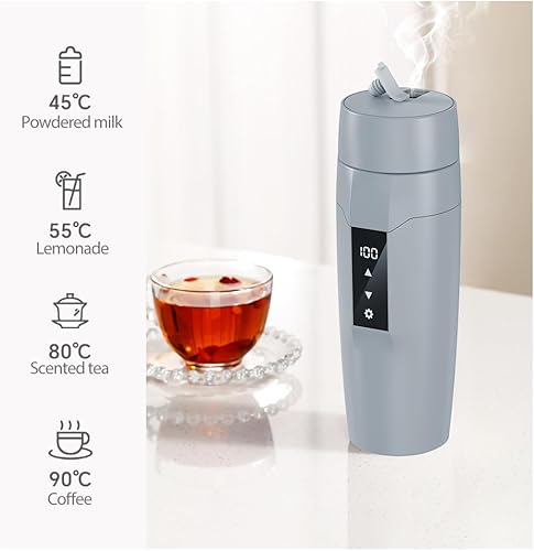 Miniatura 2 de Hervidor eléctrico de calefacción con control de temperatura, 40  212.0 F ajustable, mini taza de agua eléctrica de viaje portátil, antifugas, taza