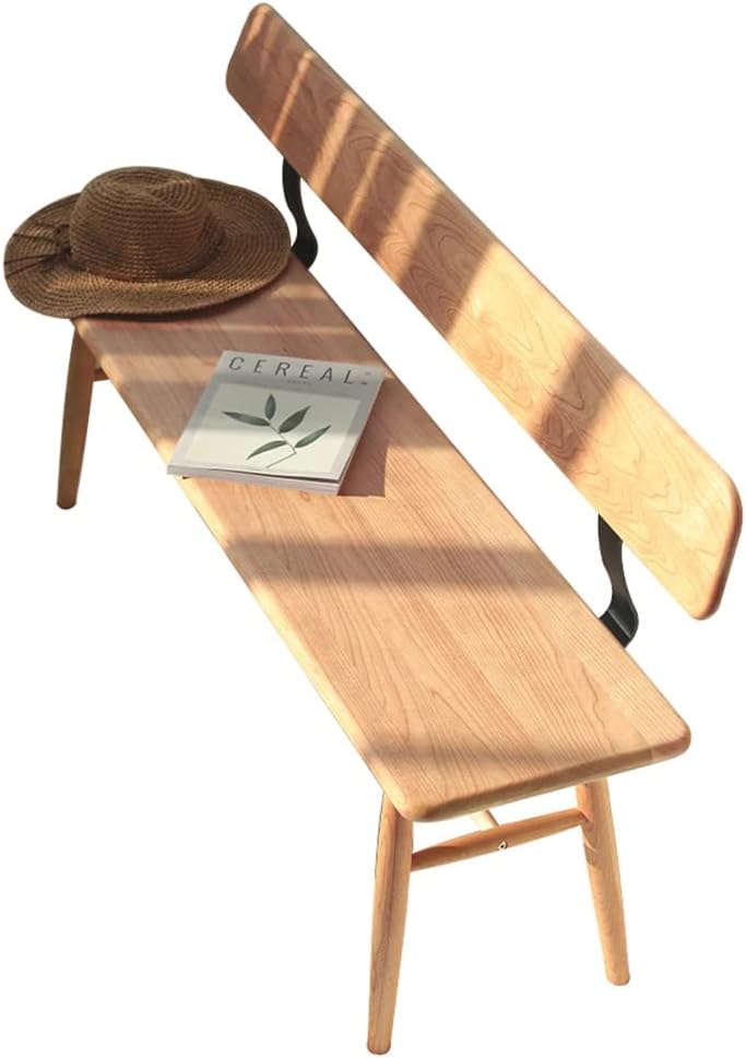 Wooden Bench Cherry Wood Bench With Backrest, Dining Room