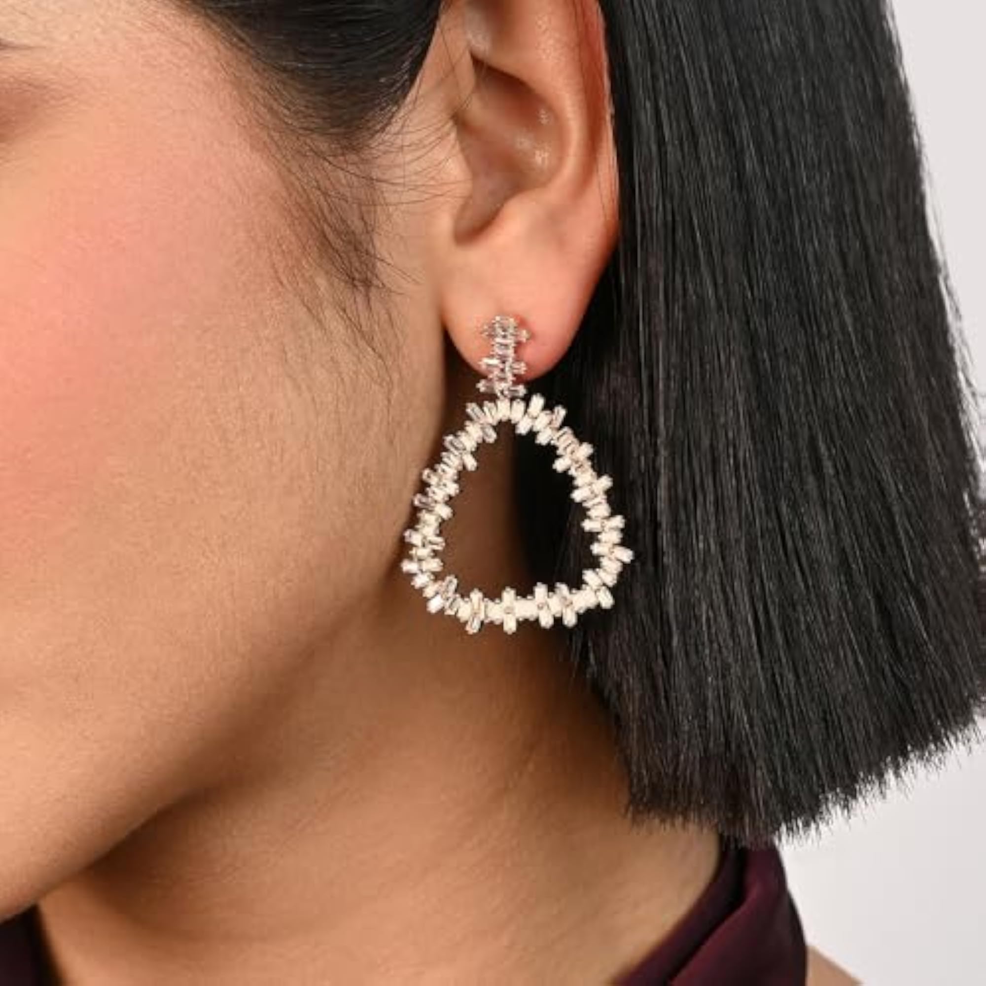 Women's Pure 925 Silver Prism Mosaic Drop Earrings