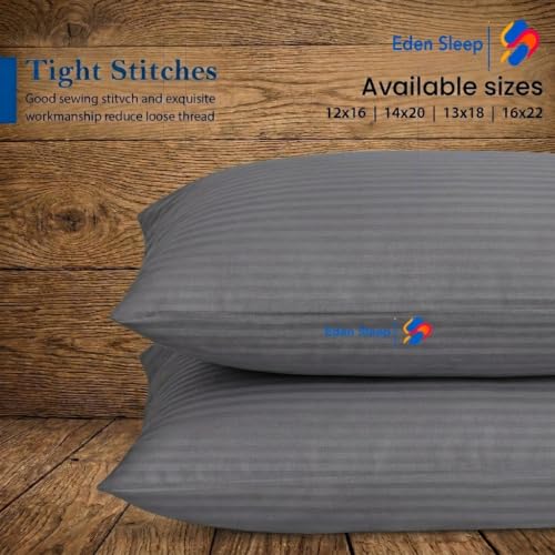 Image of Toddler Travel Baby Pillowcase, Pack of 2 Zipper Closure Pillow Cover 100% Cotton Small Pillow Covers, 500 Thread Count Nersury Pillow Cases for Kids 14x20 inch, Dark Grey Stripe