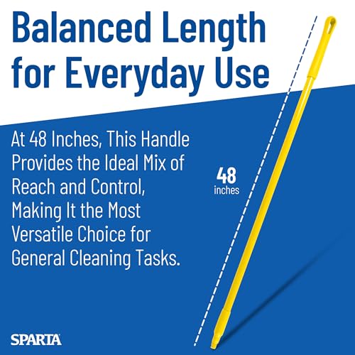 Image of SPARTA 41225EC04 Fiberglass Broom Handle, Mop Handle, Replacement Handle With Acme Threaded Tip For Commercial Cleaning, 48 Inches, Yellow, (Pack of 12)